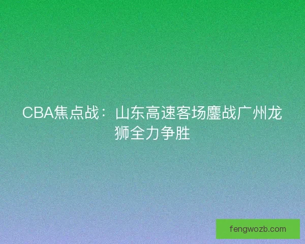 CBA焦点战：山东高速客场鏖战广州龙狮全力争胜